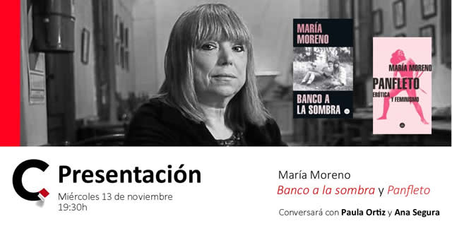 María Moreno presenta Banco a la sombra y Panfleto. Erótica y feminismo en librería Cálamo